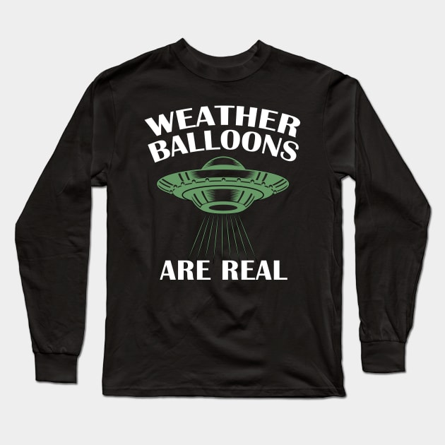 UFO Roswell Crash of 1947 Weather Balloon Spacecore Long Sleeve T-Shirt by Area51Merch